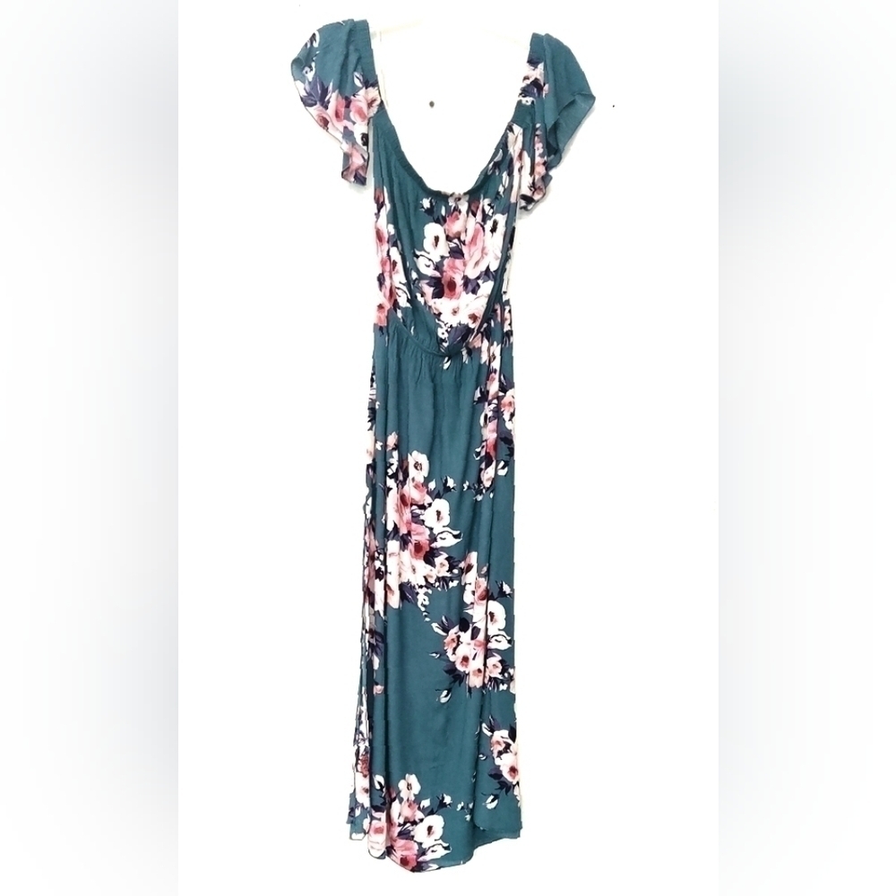 Charlotte Russe summer dress maxi blue green floral  Size: L - Picture 2 of 8